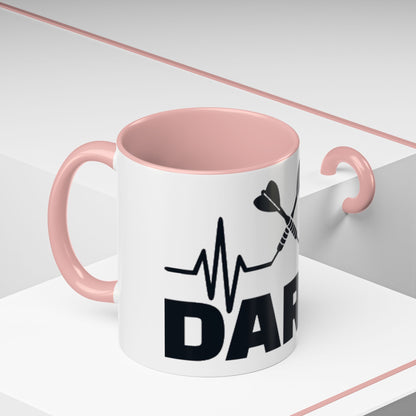 Darts Heartbeat Accent Coffee Mug — Darts Player Gift (310 ml)