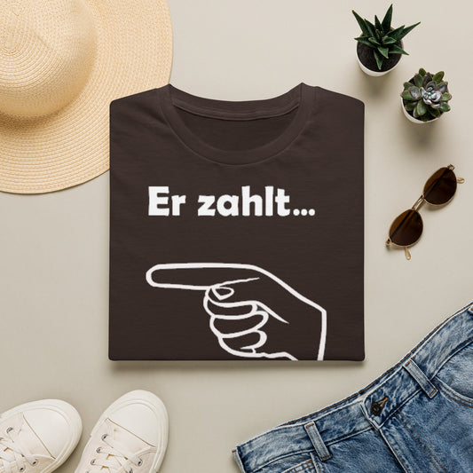Er zahlt... heute mein Startgeld T-Shirt – Lustiges Zeigefinger Geschenk für Rennsporter, Triathleten & Wettkämpfer