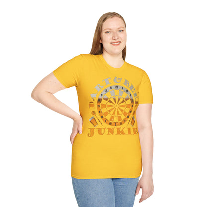 Dart & Beer Junkie T-Shirt — Retro Dartboard Pub Game Tee