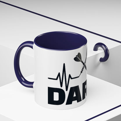 Darts Heartbeat Accent Coffee Mug — Darts Player Gift (310 ml)