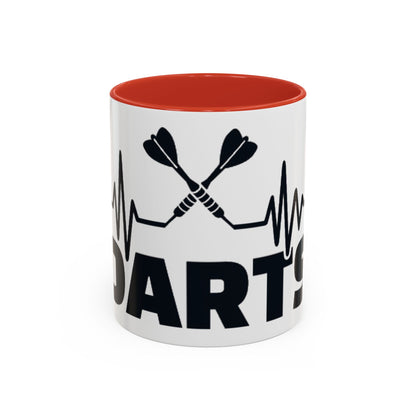 Darts Heartbeat Accent Coffee Mug — Darts Player Gift (310 ml)