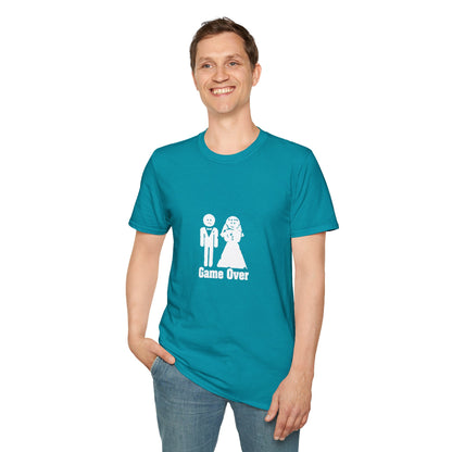 Game Over Wedding T‑Shirt — Funny Bride & Groom Engagement Shirt