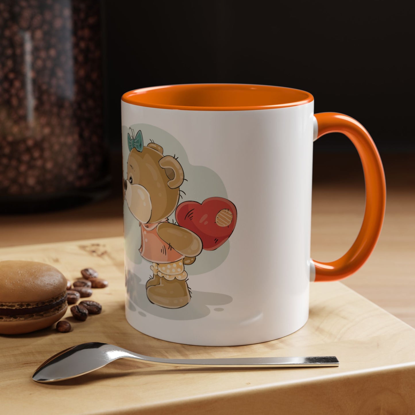 Cute Kissing Bear Couple Accent Coffee Mug – Romantic Valentine’s Gift