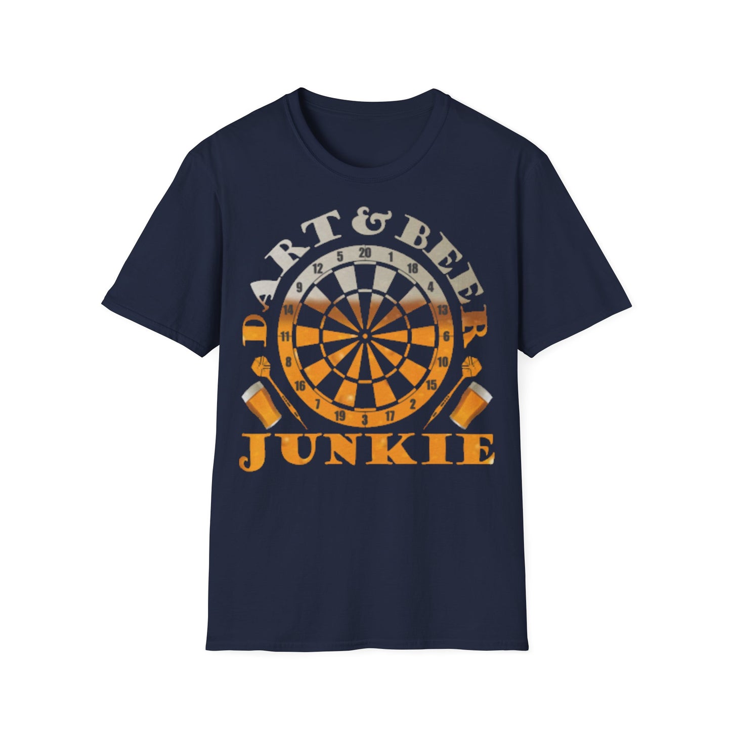 Dart & Beer Junkie T-Shirt — Retro Dartboard Pub Game Tee
