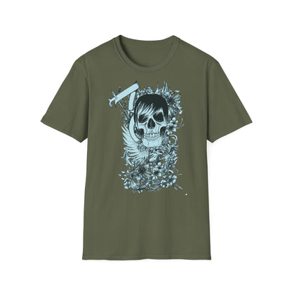 Skull Floral Tee — Gothic Skull with Flowers Graphic T-Shirt