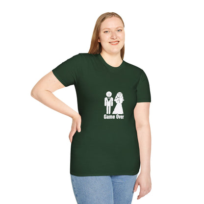 Game Over Wedding T‑Shirt — Funny Bride & Groom Engagement Shirt