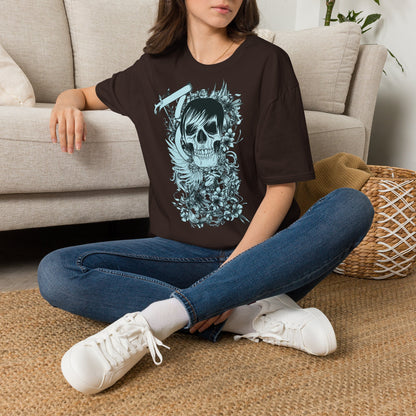 Skull Floral Tee — Gothic Skull with Flowers Graphic T-Shirt