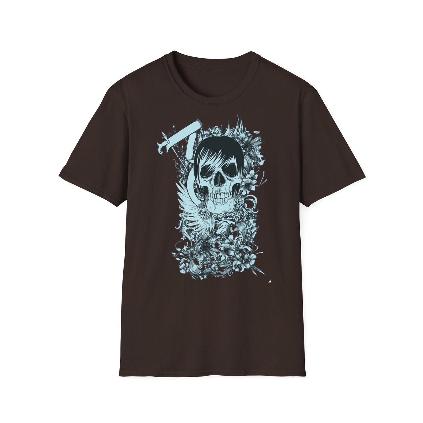 Skull Floral Tee — Gothic Skull with Flowers Graphic T-Shirt