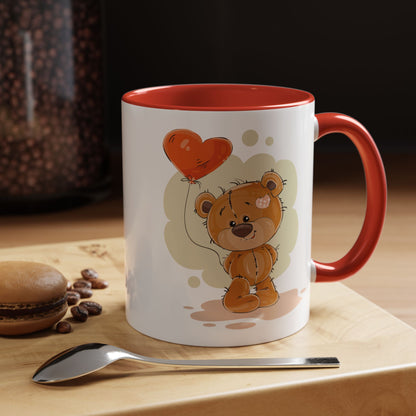 Cute Teddy Bear Coffee Mug with Heart Balloon — Gift Mug for Kids & New Parents