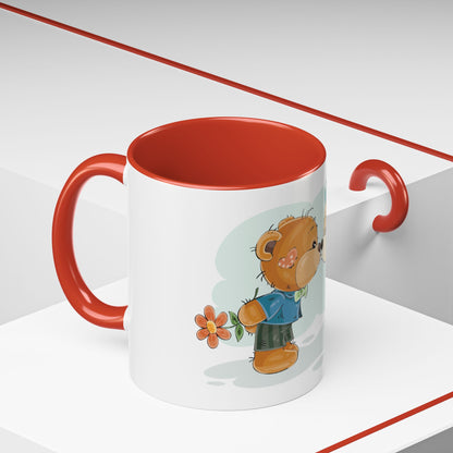 Cute Kissing Bear Couple Accent Coffee Mug – Romantic Valentine’s Gift