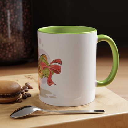 Cute Teddy Bear Pizza Gift Mug — Heart-Shaped Pizza & Bow Accent Coffee Cup
