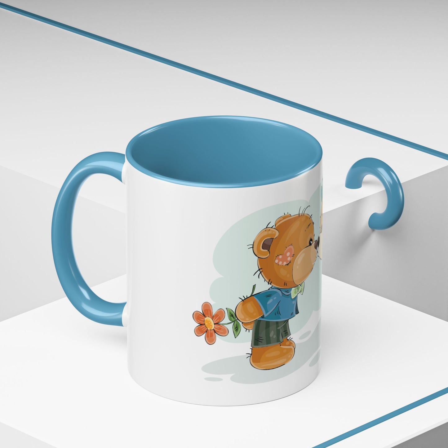Cute Kissing Bear Couple Accent Coffee Mug – Romantic Valentine’s Gift
