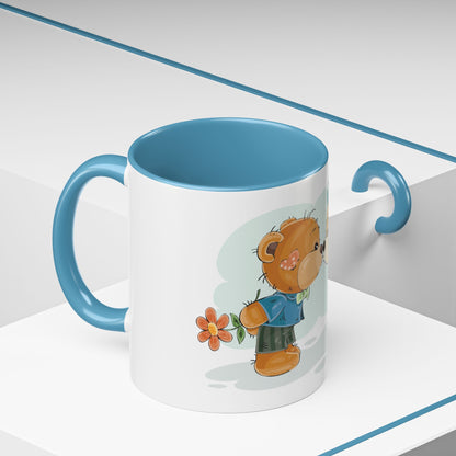 Cute Kissing Bear Couple Accent Coffee Mug – Romantic Valentine’s Gift