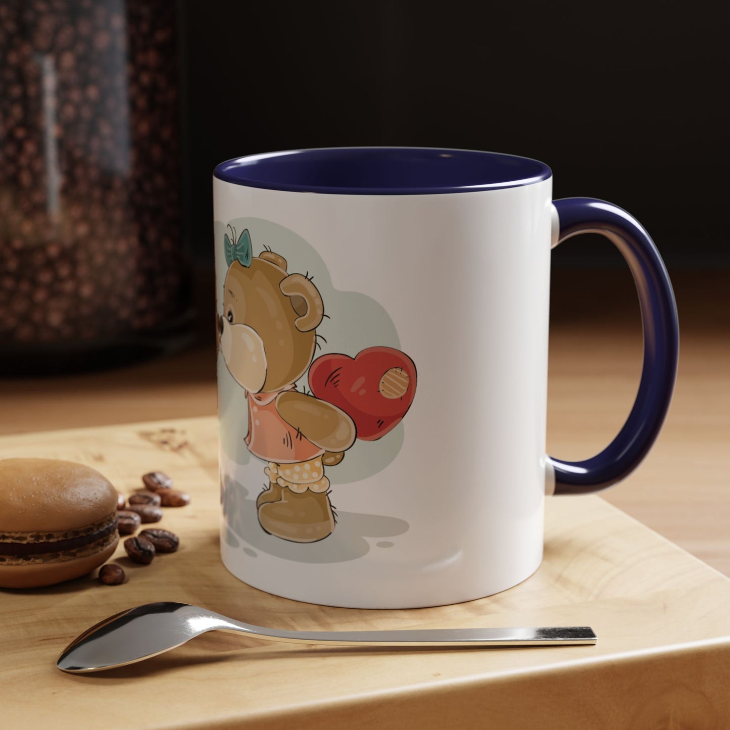 Cute Kissing Bear Couple Accent Coffee Mug – Romantic Valentine’s Gift