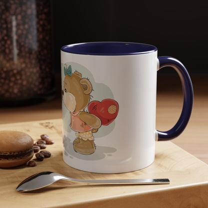 Cute Kissing Bear Couple Accent Coffee Mug – Romantic Valentine’s Gift