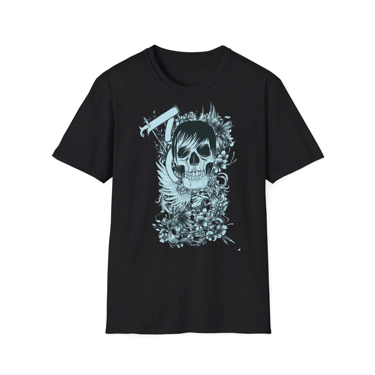 Skull Floral Tee — Gothic Skull with Flowers Graphic T-Shirt