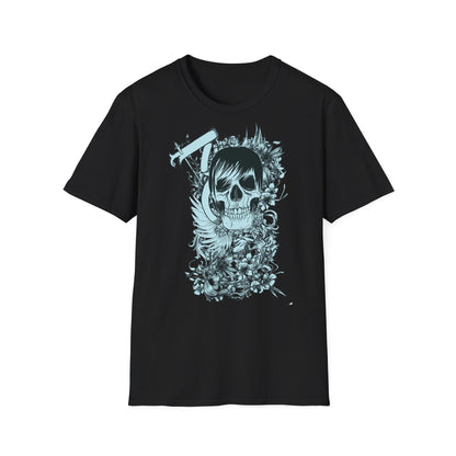 Skull Floral Tee — Gothic Skull with Flowers Graphic T-Shirt