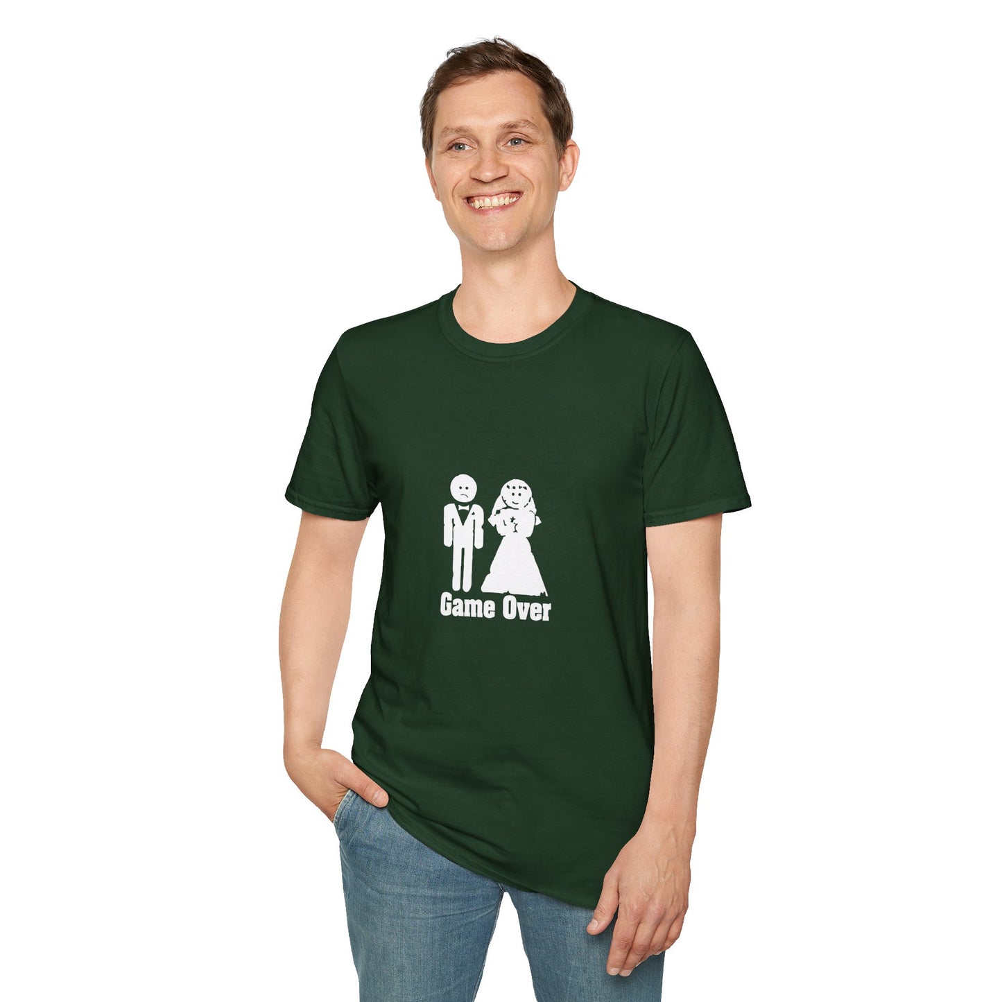 Game Over Wedding T‑Shirt — Funny Bride & Groom Engagement Shirt