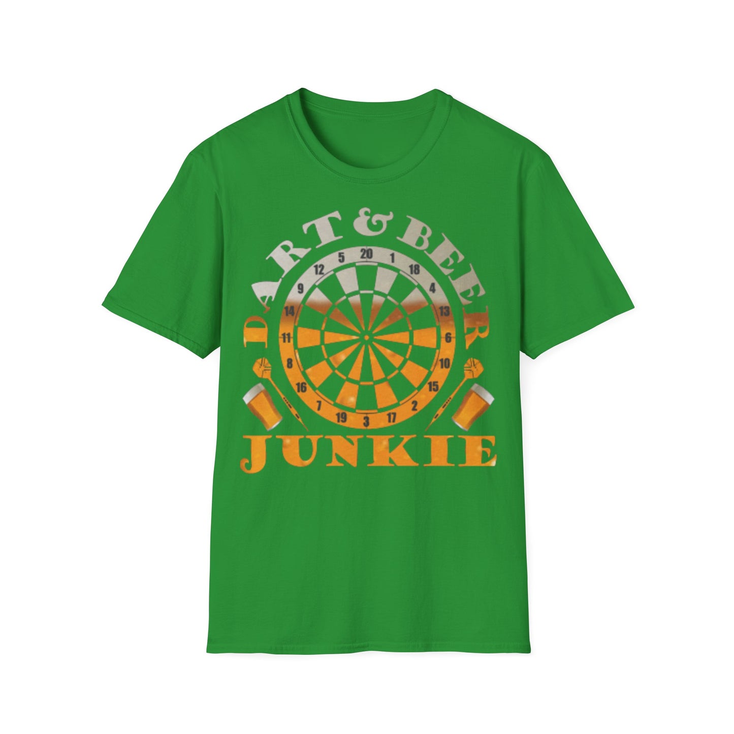 Dart & Beer Junkie T-Shirt — Retro Dartboard Pub Game Tee