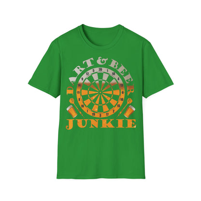 Dart & Beer Junkie T-Shirt — Retro Dartboard Pub Game Tee