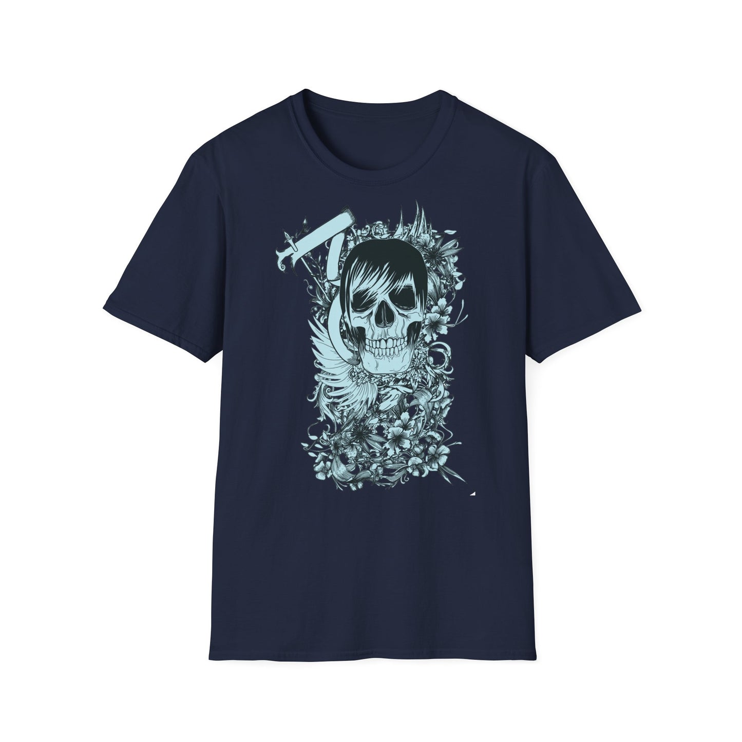 Skull Floral Tee — Gothic Skull with Flowers Graphic T-Shirt