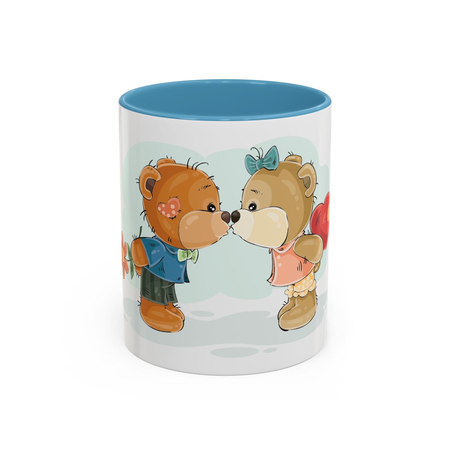 Cute Kissing Bear Couple Accent Coffee Mug – Romantic Valentine’s Gift