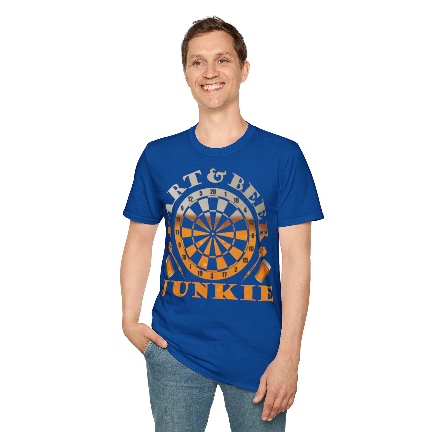 Dart & Beer Junkie T-Shirt — Retro Dartboard Pub Game Tee