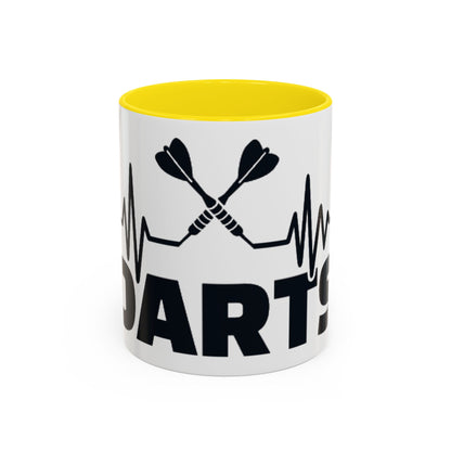 Darts Heartbeat Accent Coffee Mug — Darts Player Gift (310 ml)
