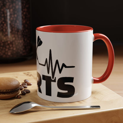 Darts Heartbeat Accent Coffee Mug — Darts Player Gift (310 ml)