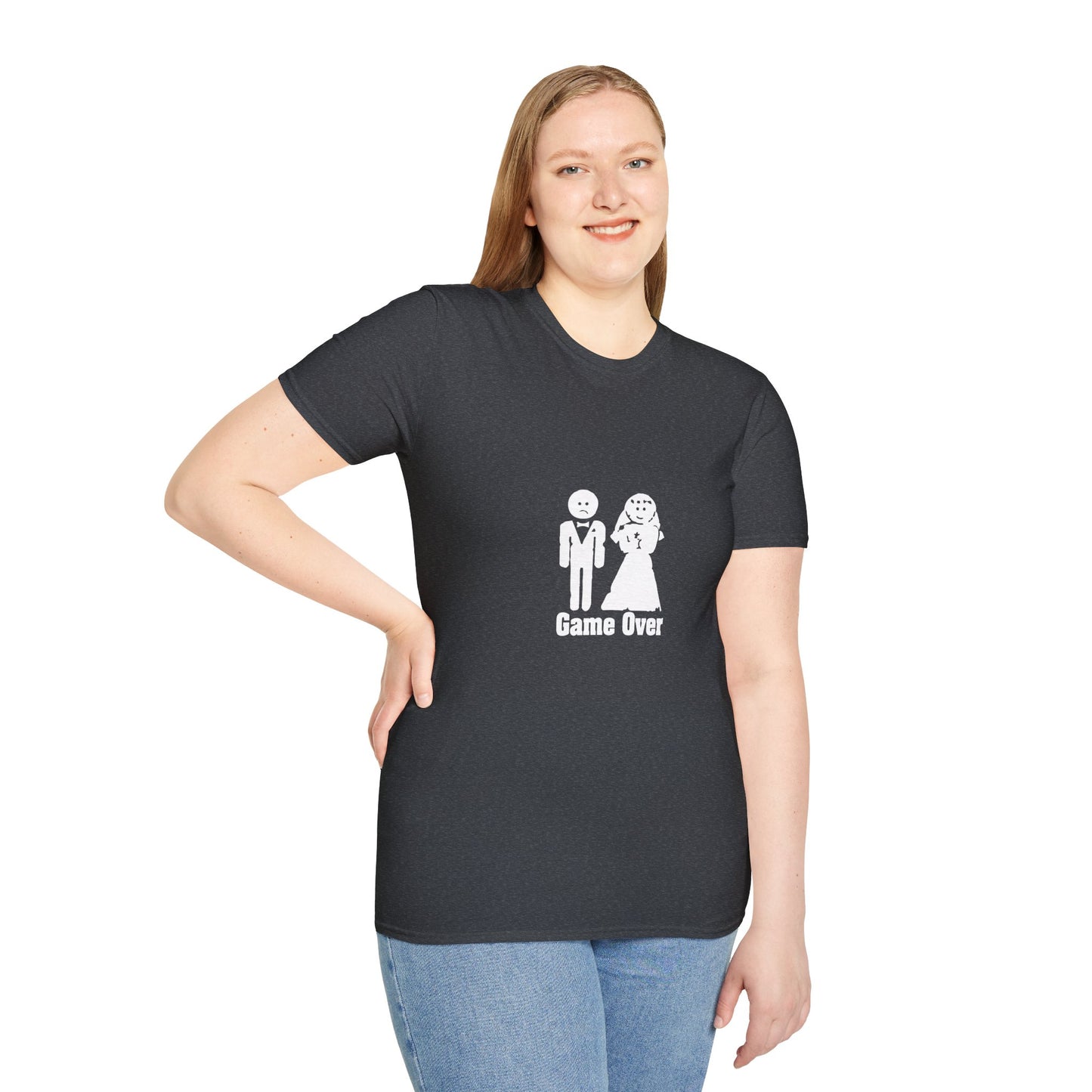 Game Over Wedding T‑Shirt — Funny Bride & Groom Engagement Shirt