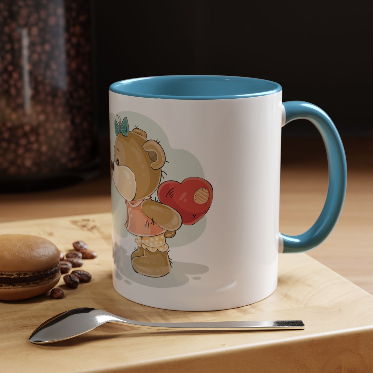 Cute Kissing Bear Couple Accent Coffee Mug – Romantic Valentine’s Gift