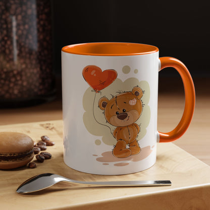 Cute Teddy Bear Coffee Mug with Heart Balloon — Gift Mug for Kids & New Parents