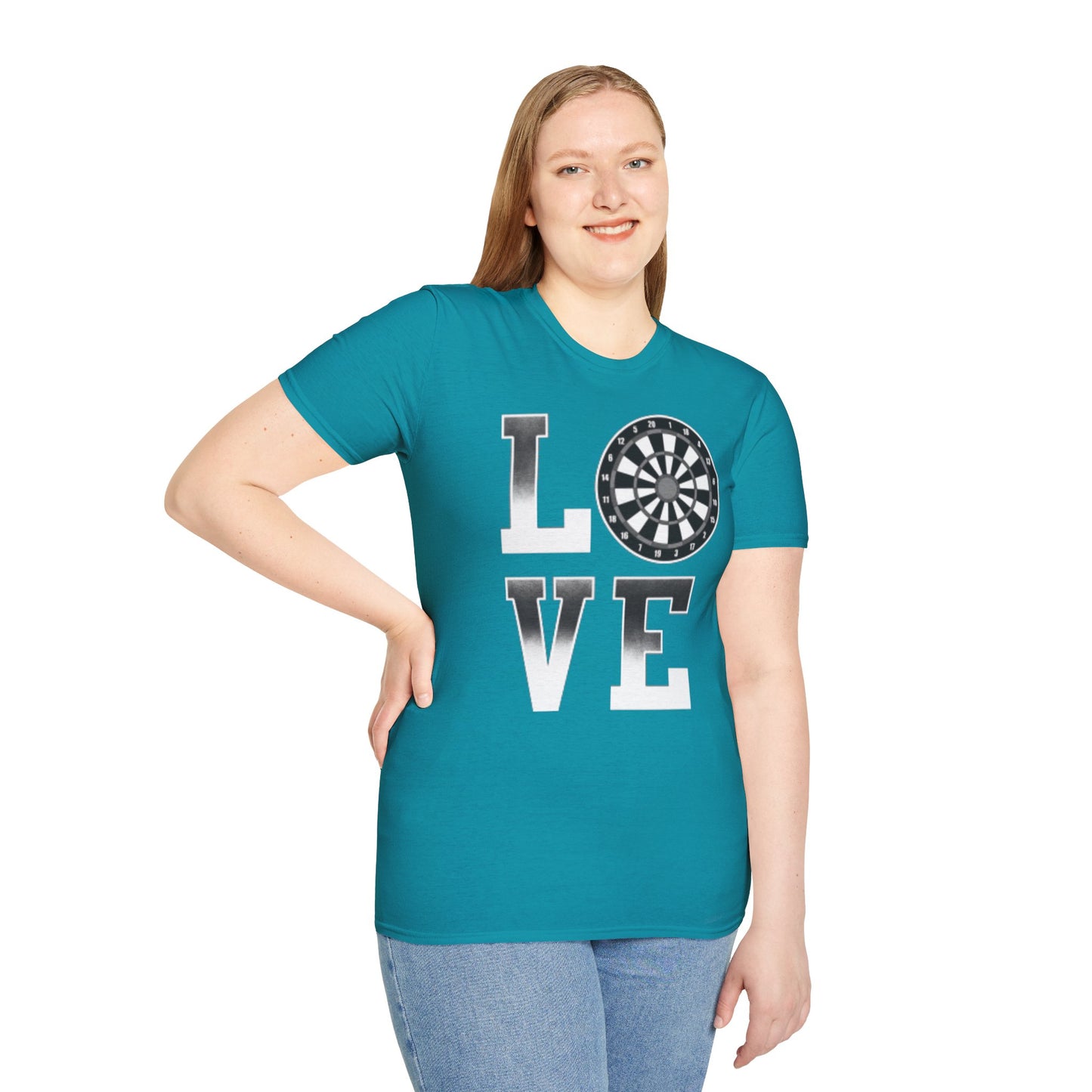 Darts Love T-Shirt — "LOVE" with Dartboard Graphic