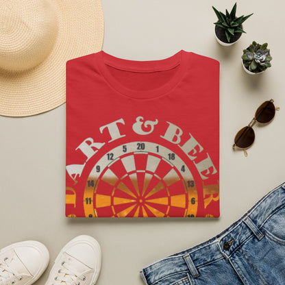 Dart & Beer Junkie T-Shirt — Retro Dartboard Pub Game Tee