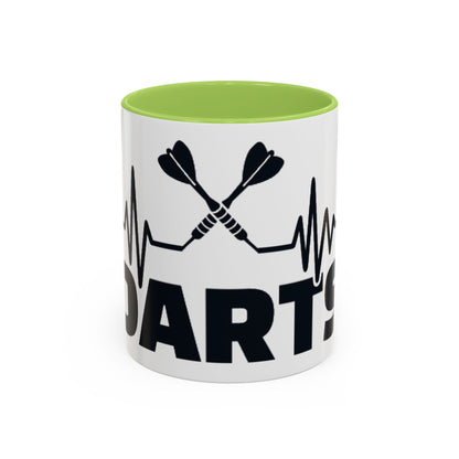Darts Heartbeat Accent Coffee Mug — Darts Player Gift (310 ml)