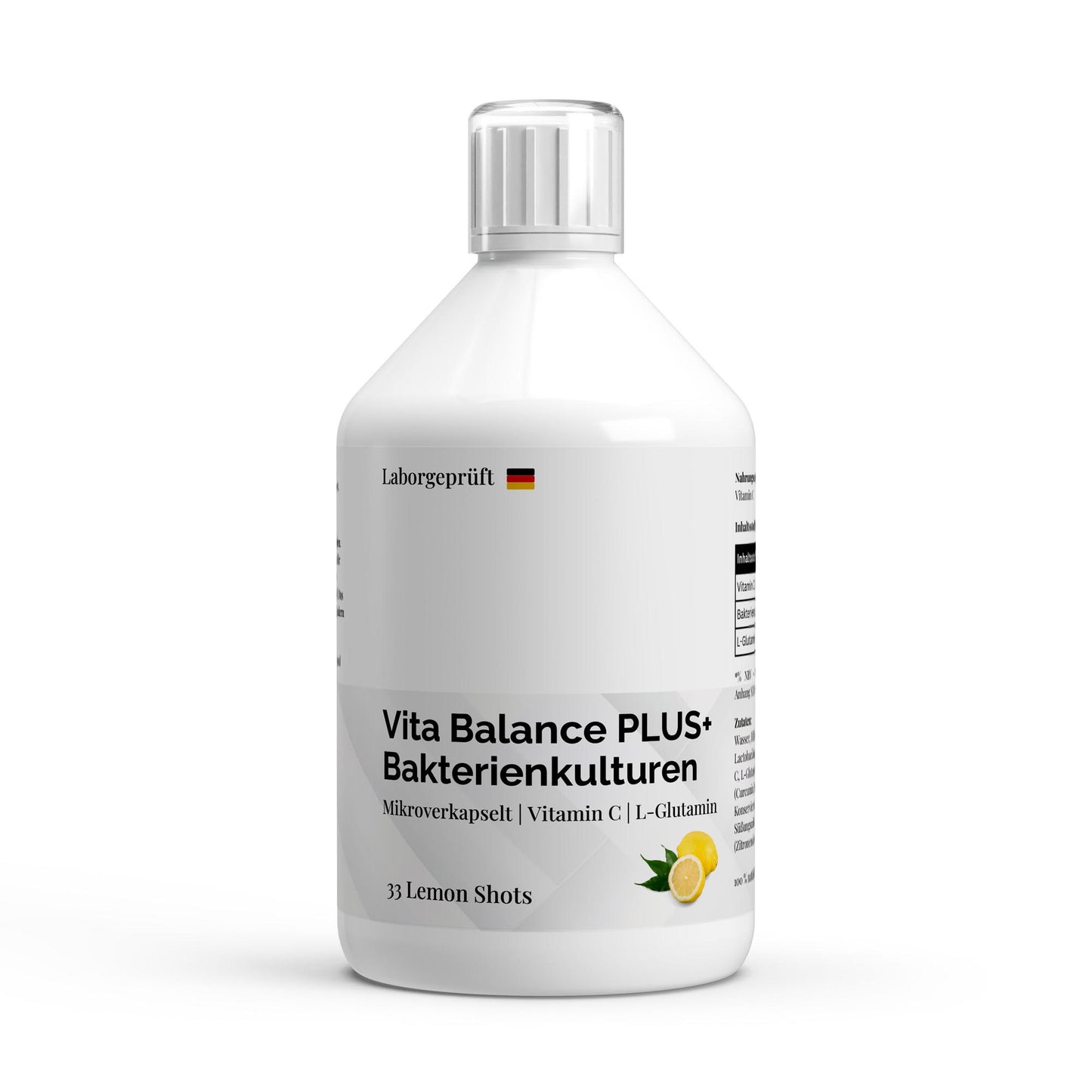 Vita Balance PLUS+  Bakterienkulturen - 33 vegane Lemon Shots - 500ml