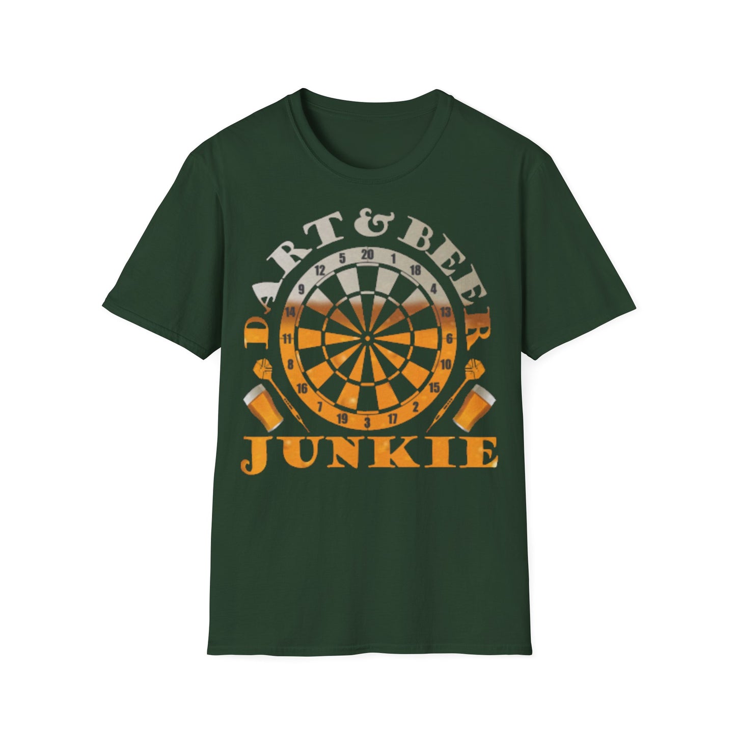 Dart & Beer Junkie T-Shirt — Retro Dartboard Pub Game Tee