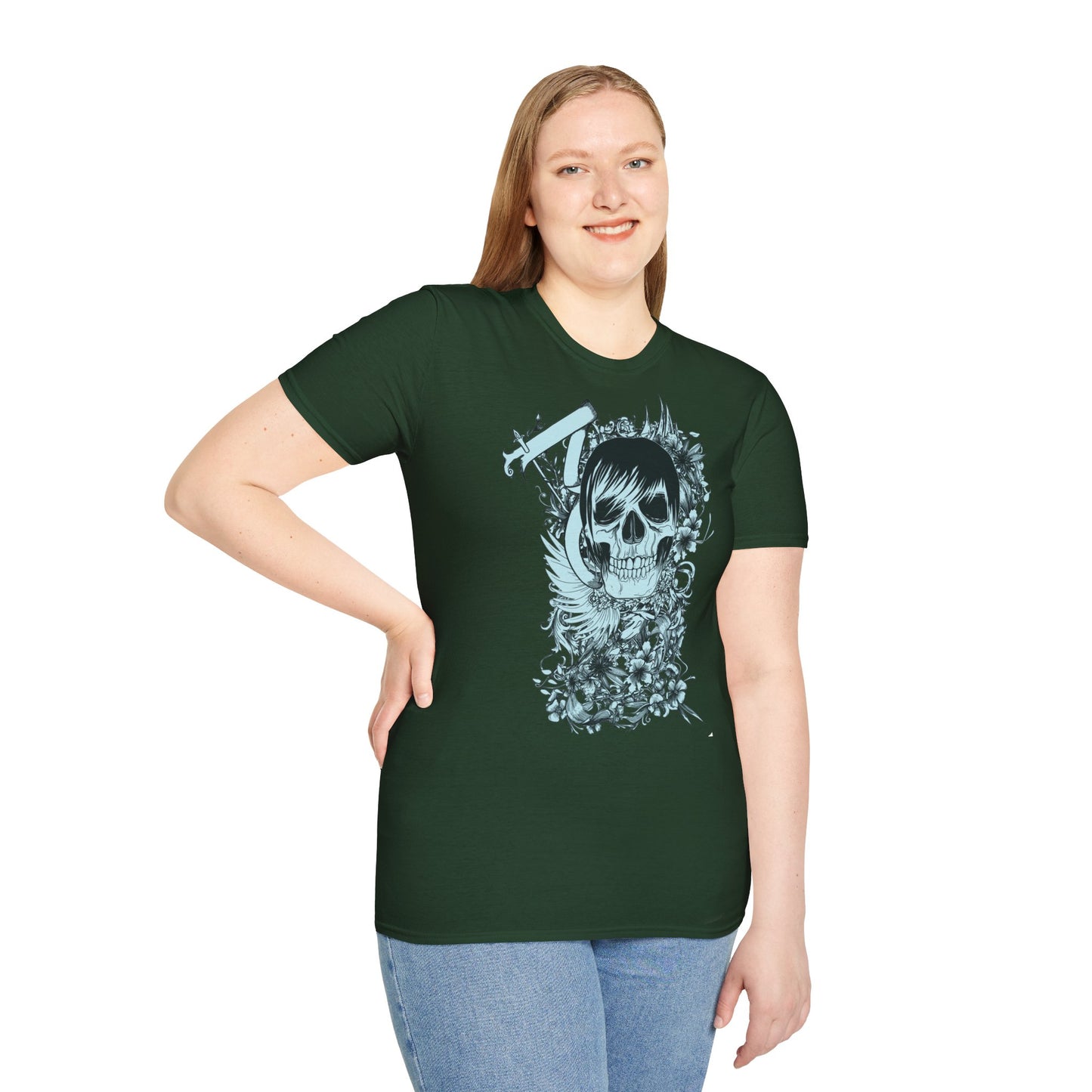 Skull Floral Tee — Gothic Skull with Flowers Graphic T-Shirt