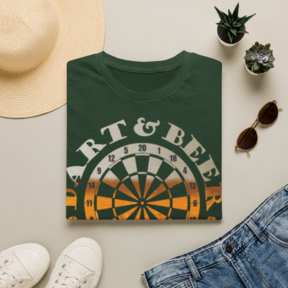 Dart & Beer Junkie T-Shirt — Retro Dartboard Pub Game Tee