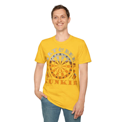 Dart & Beer Junkie T-Shirt — Retro Dartboard Pub Game Tee
