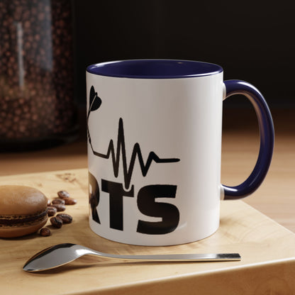 Darts Heartbeat Accent Coffee Mug — Darts Player Gift (310 ml)