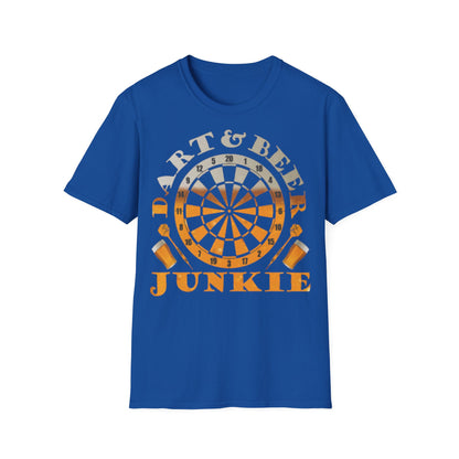 Dart & Beer Junkie T-Shirt — Retro Dartboard Pub Game Tee