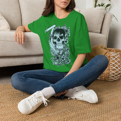 Skull Floral Tee — Gothic Skull with Flowers Graphic T-Shirt