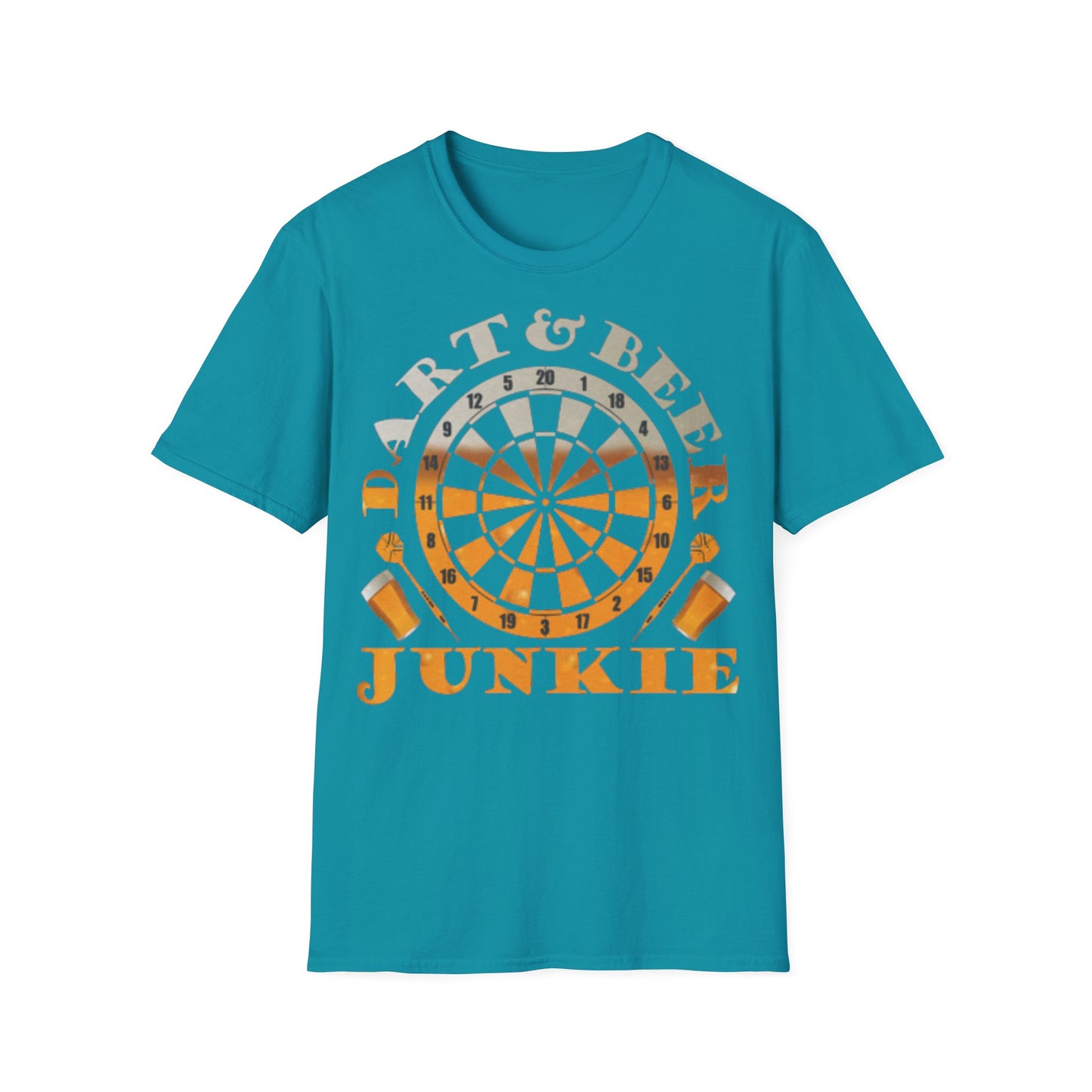 Dart & Beer Junkie T-Shirt — Retro Dartboard Pub Game Tee