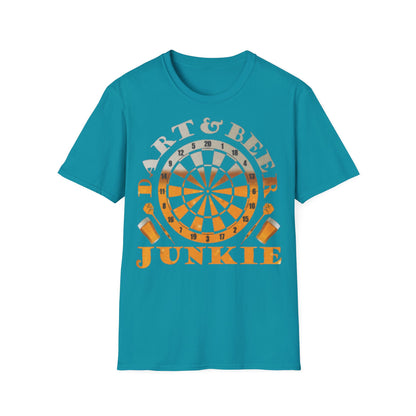 Dart & Beer Junkie T-Shirt — Retro Dartboard Pub Game Tee