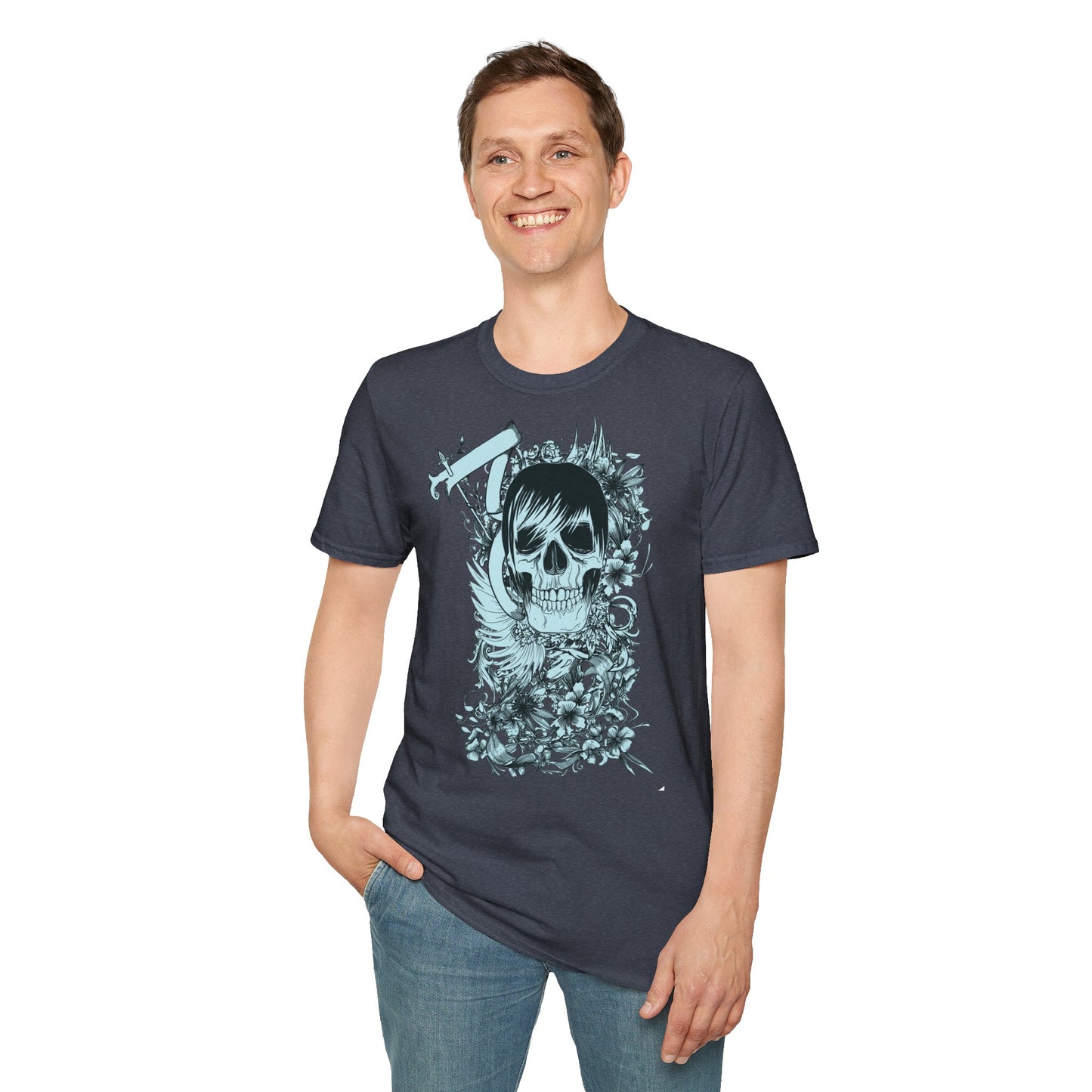 Skull Floral Tee — Gothic Skull with Flowers Graphic T-Shirt