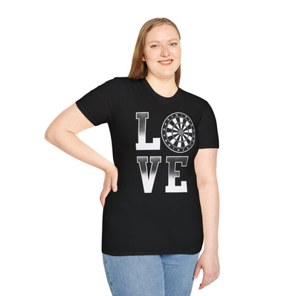 Darts Love T-Shirt — "LOVE" with Dartboard Graphic