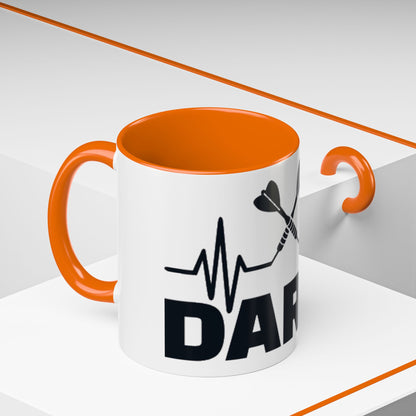 Darts Heartbeat Accent Coffee Mug — Darts Player Gift (310 ml)