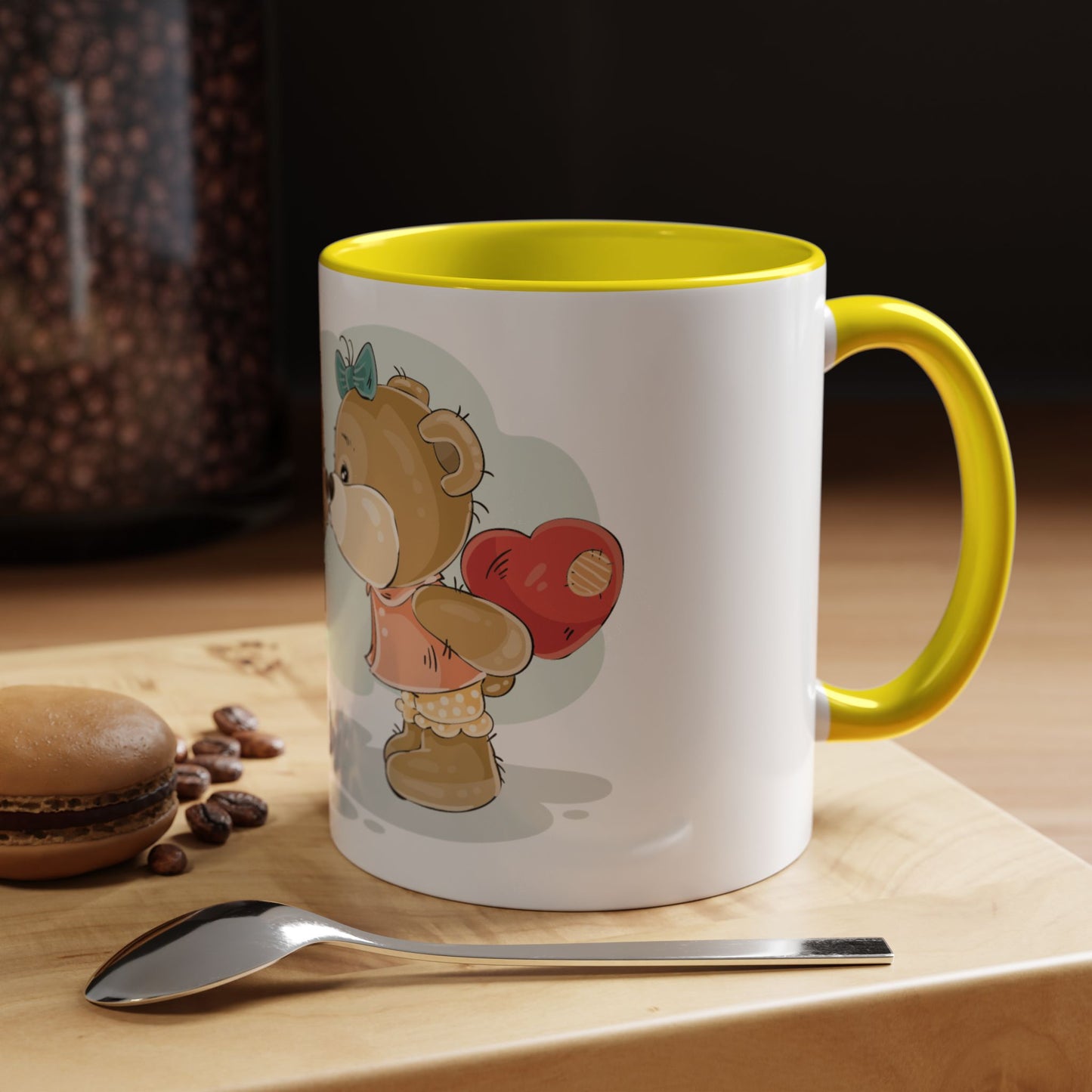 Cute Kissing Bear Couple Accent Coffee Mug – Romantic Valentine’s Gift