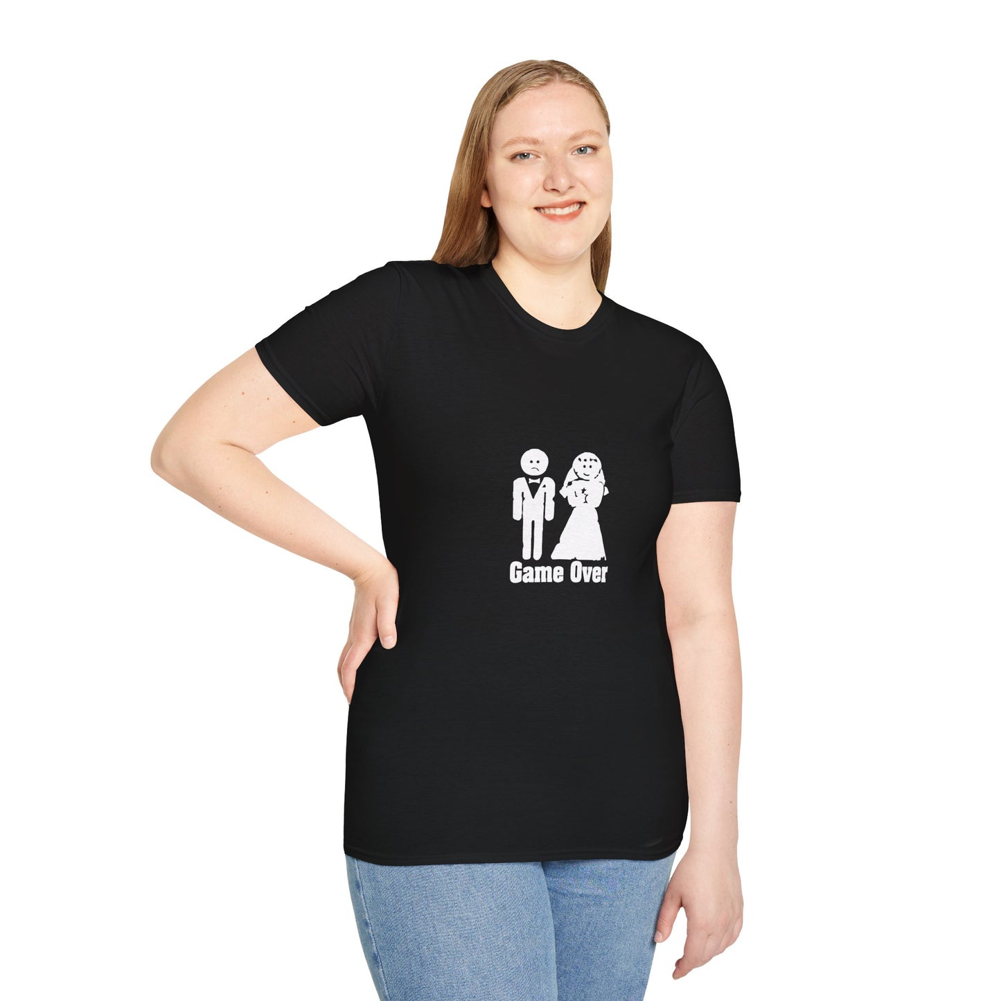 Game Over Wedding T‑Shirt — Funny Bride & Groom Engagement Shirt
